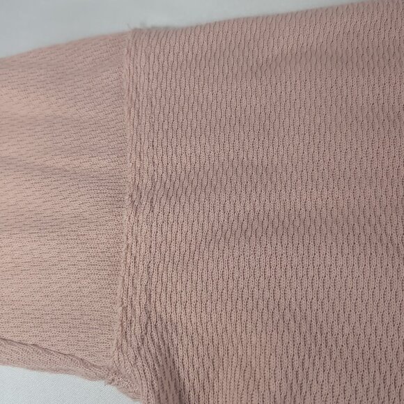 Aerie Oversized Waffle Knit Sweater Pink XS Distressed Long Sleeve Drop Shoulder - Picture 4 of 15